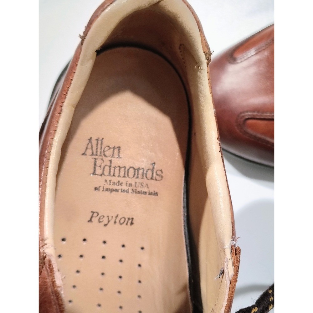 Vtg Allen Edmonds Peyton Sneakers Leather Shoes USA Made 7.5 M Brown - Picture 2 of 7